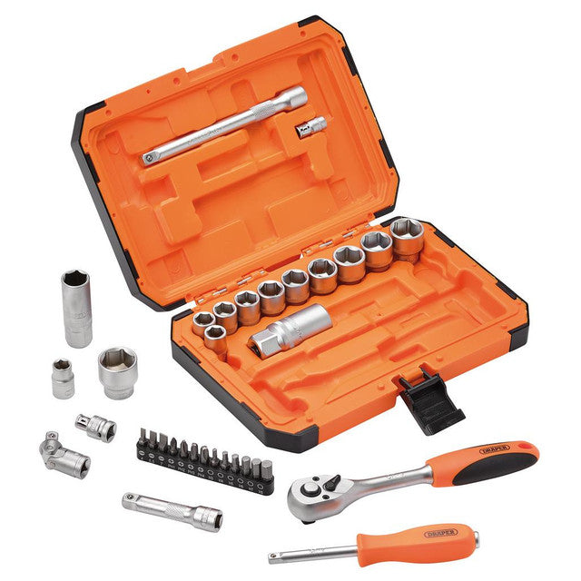 Draper HI-TORQ® 6 Point Socket Set, 1/4" and 3/8" (34 Piece)