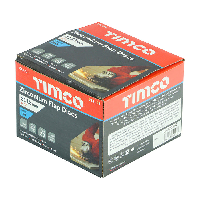 Timco Flap discs - P80 medium 115 mm - 10 PCS
