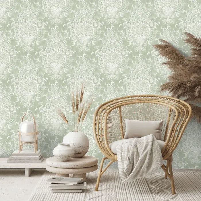 Laura Ashley Maddox Wallpaper - 130105 - Sage Green