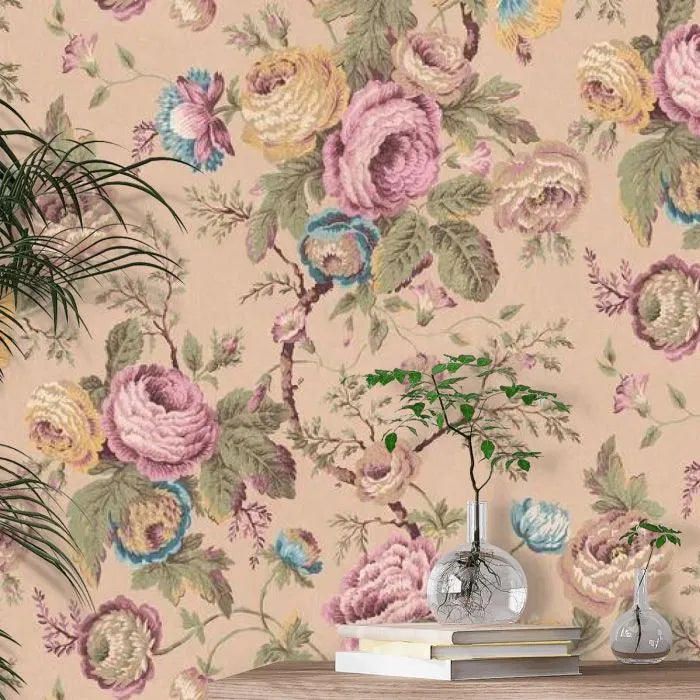 Laura Ashley Uffington Roses Wallpaper - 140323 - Plaster Pink