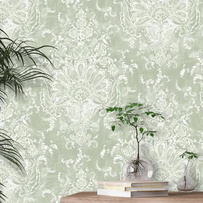 Laura Ashley Maddox Wallpaper - 130105 - Sage Green