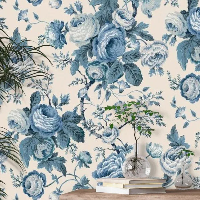 Laura Ashley Uffington Roses Wallpaper - 140324 - Dark Seaspray