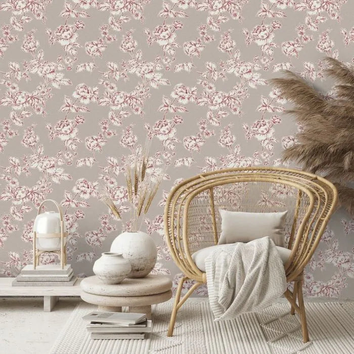 Laura Ashley Pollington Roses Wallpaper -127388 -  Dark Dove Grey