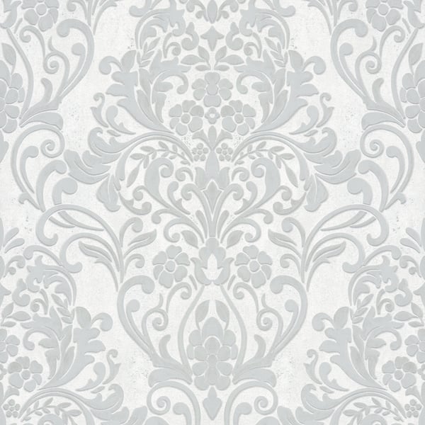 Galerie Floral Damask Wallpaper Silver 32602