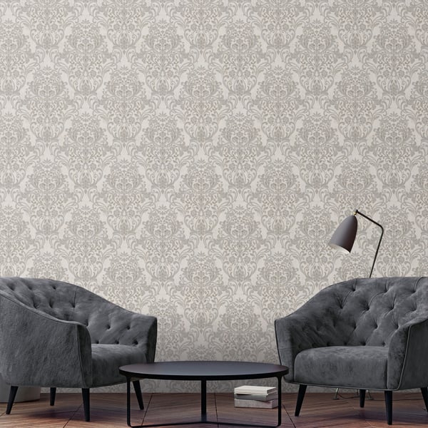 Galerie Floral Damask Wallpaper Grey 32603