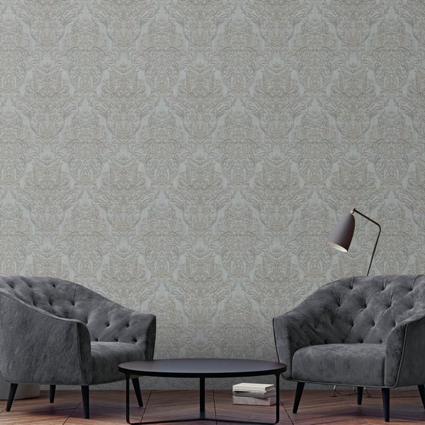 Galerie Floral Damask Wallpaper Dark Grey 32605