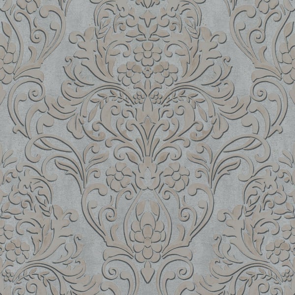 Galerie Floral Damask Wallpaper Dark Grey 32605