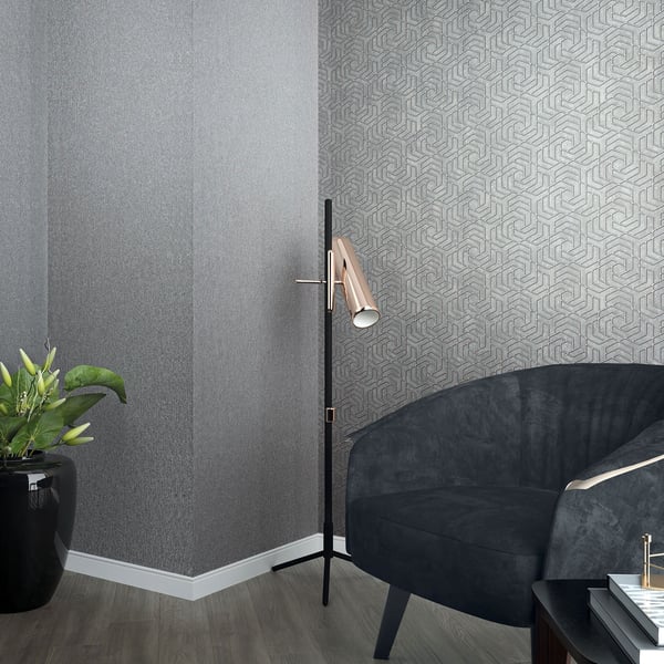 Galerie Hex Geometric Wallpaper Charcoal 32609