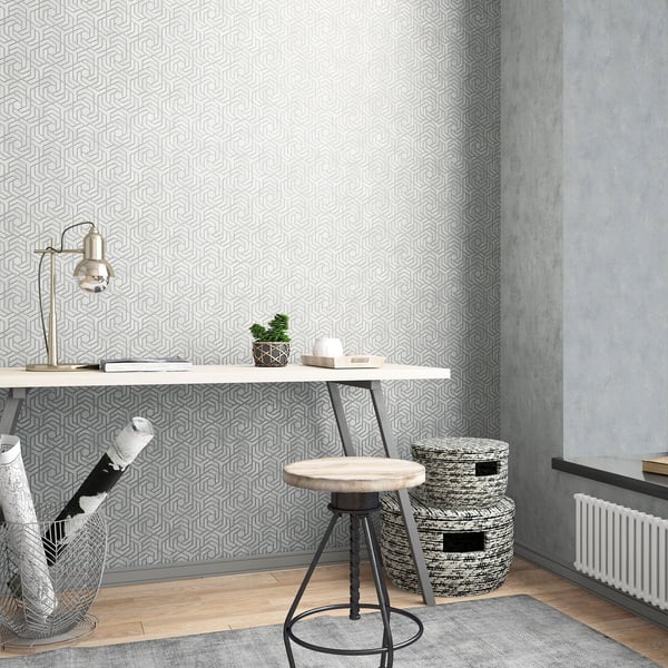 Galerie Hex Geometric Wallpaper Dark Grey 32610