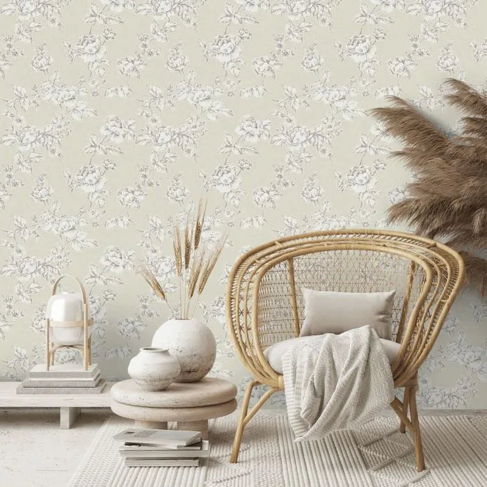 Laura Ashley Pollington Roses Wallpaper -127307 -  Natural