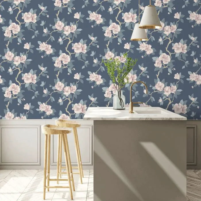 Laura Ashley Maya Wallpaper - 130095 - Dusky Seaspray