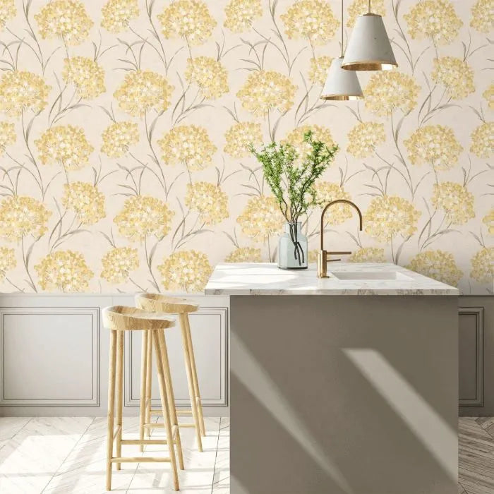 Laura Ashley Giselle Wallpaper -140330 - Ochre