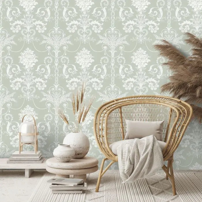 Laura Ashley Josette Wallpaper - 130114 - Sage Green