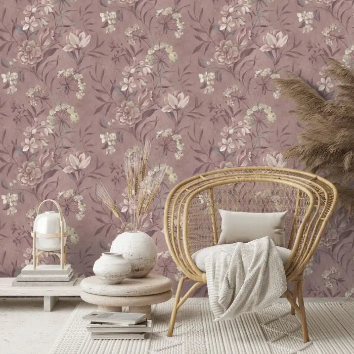 Laura Ashley Blairmore Floral Wallpaper - 140325 - Grape