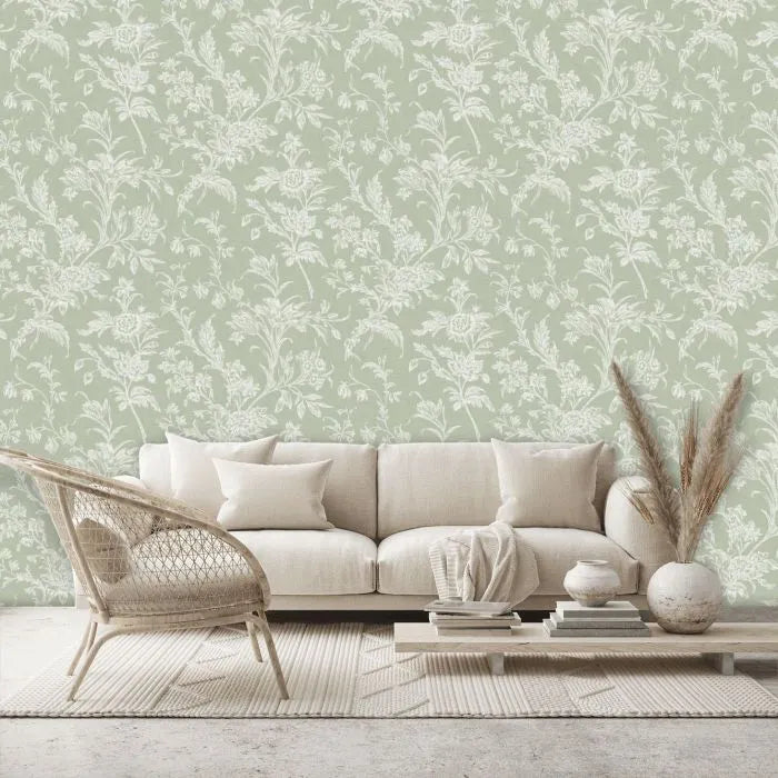 Laura Ashley Lloyd Wallpaper - 130116 - Sage Green