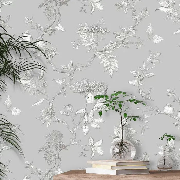Laura Ashley Wallpaper Elderwood Steel 113347