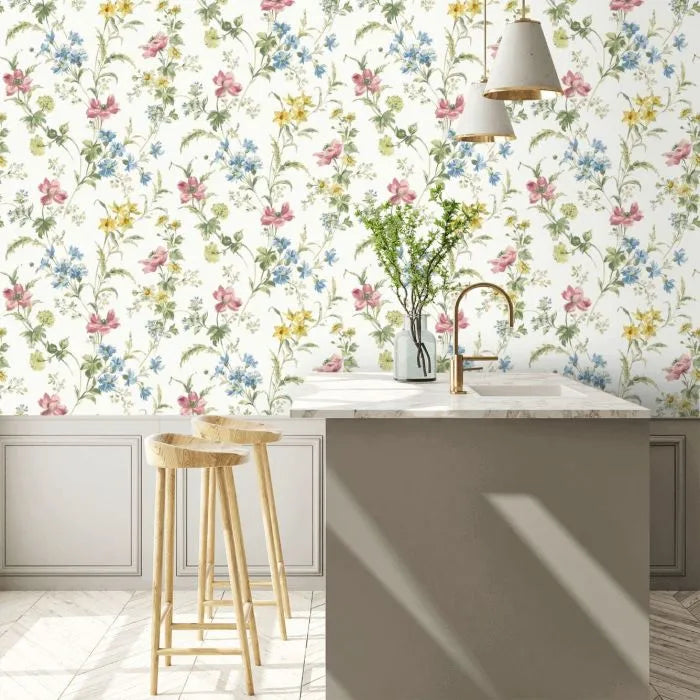 Laura Ashley Poppy Meadow Wallpaper - 127407 - Multi-Coloured