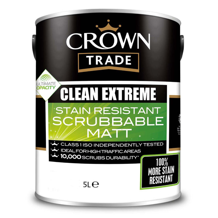 Crown Trade Clean Extreme Stain Resistant Scrubbable Matt Colour