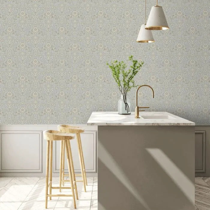 Laura Ashley Delamore Wallpaper - 140322 - Stone Grey