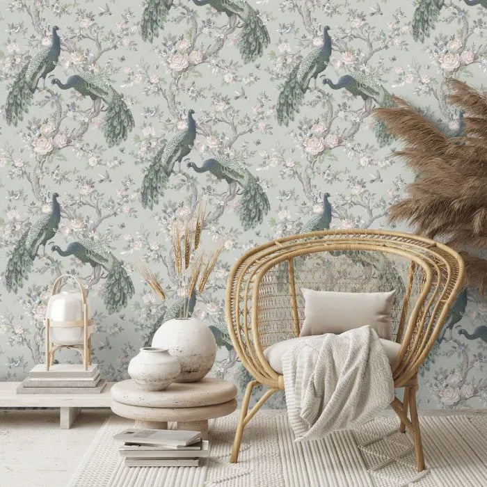 Laura Ashley Belvedere Wallpaper - 130113 - Sage Green