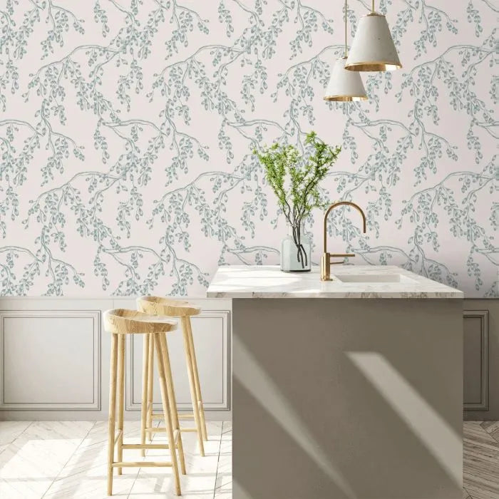 Laura Ashley Rainham Willow Wallpaper - 140334 - Newport Bliue