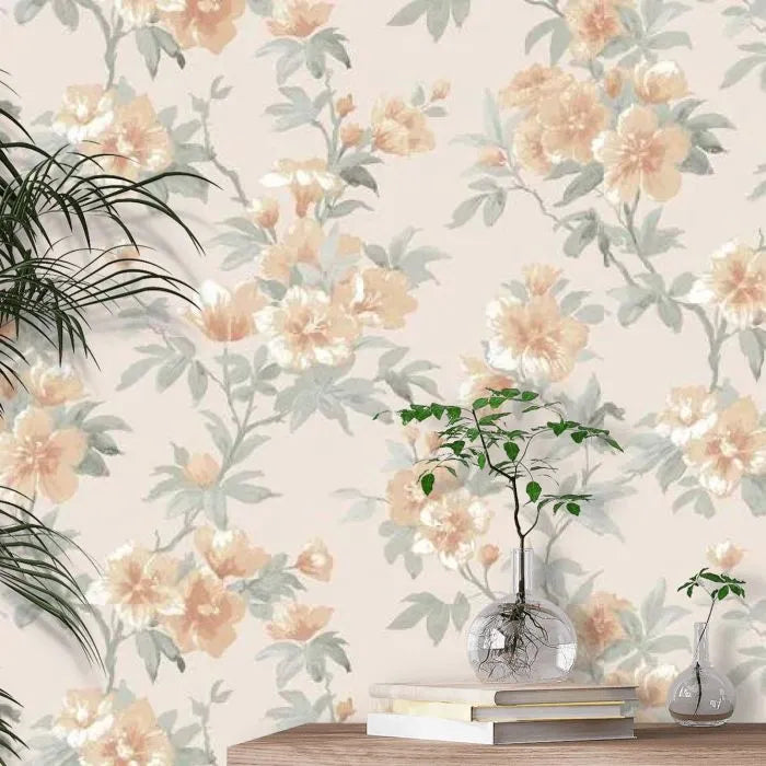 Laura Ashley Rosamund Wallpaper - 127390 - Apricot
