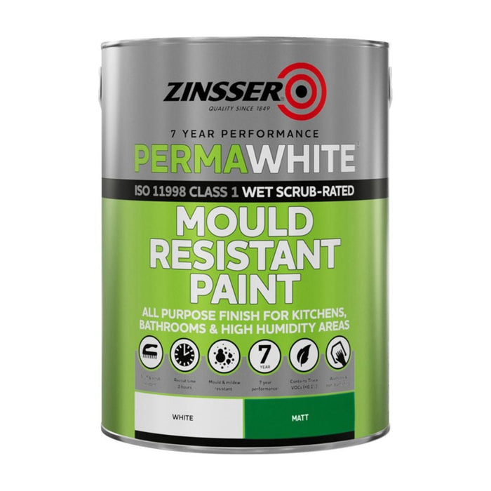 Zinsser Perma-White Interior Matt White - Washable Anti-Mould Paint