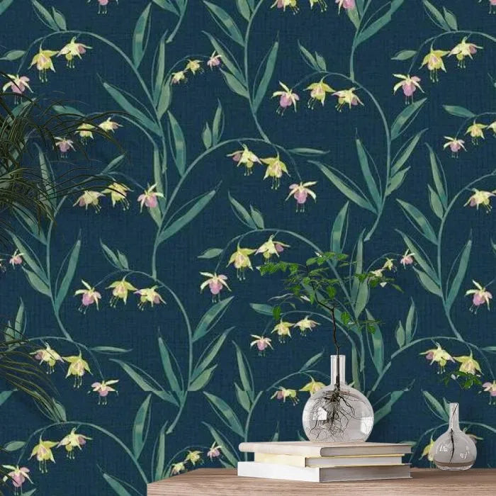 Laura Ashley Fulwell Fuchsia Wallpaper -127402 - Midnight Seaspray