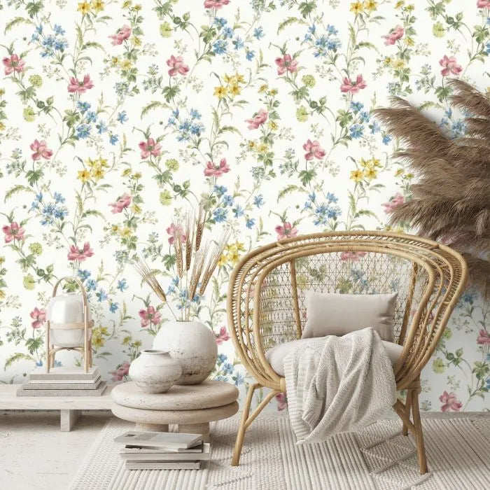 Laura Ashley Poppy Meadow Wallpaper - 127407 - Multi-Coloured