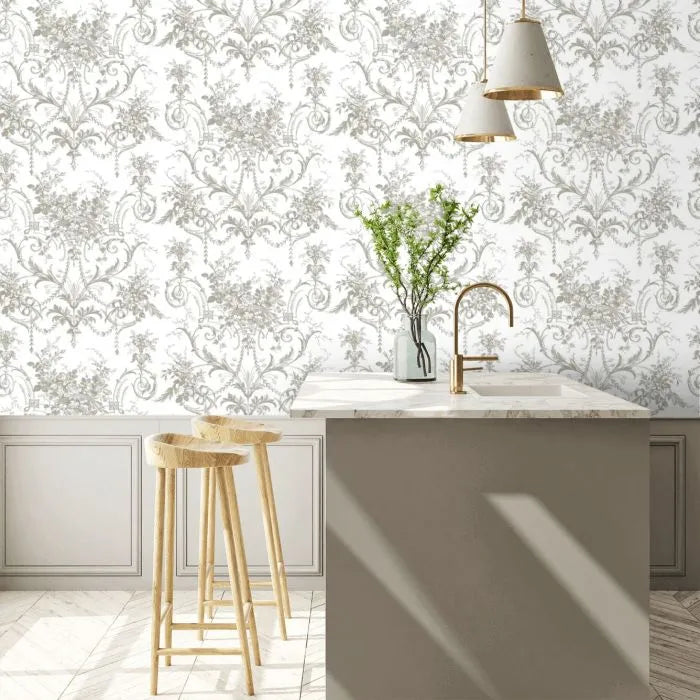 Laura Ashley Tuileries Wallpaper - 130111 - Dark Dove Grey