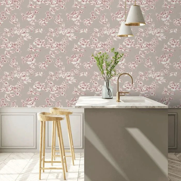 Laura Ashley Pollington Roses Wallpaper -127388 -  Dark Dove Grey