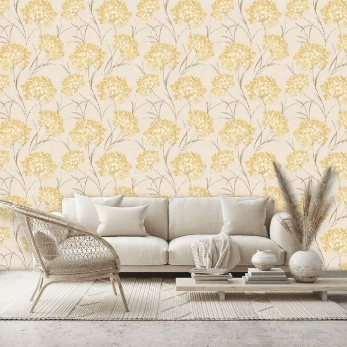 Laura Ashley Giselle Wallpaper -140330 - Ochre