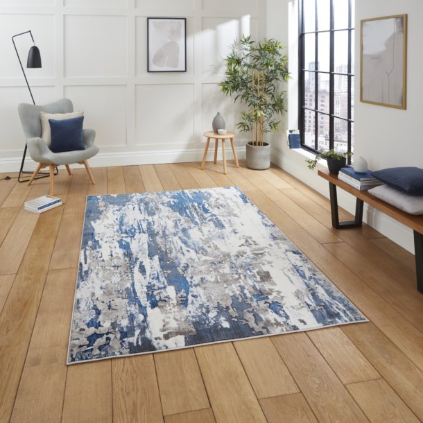 Apollo GR580 Grey/Navy Modern Abstract Rug