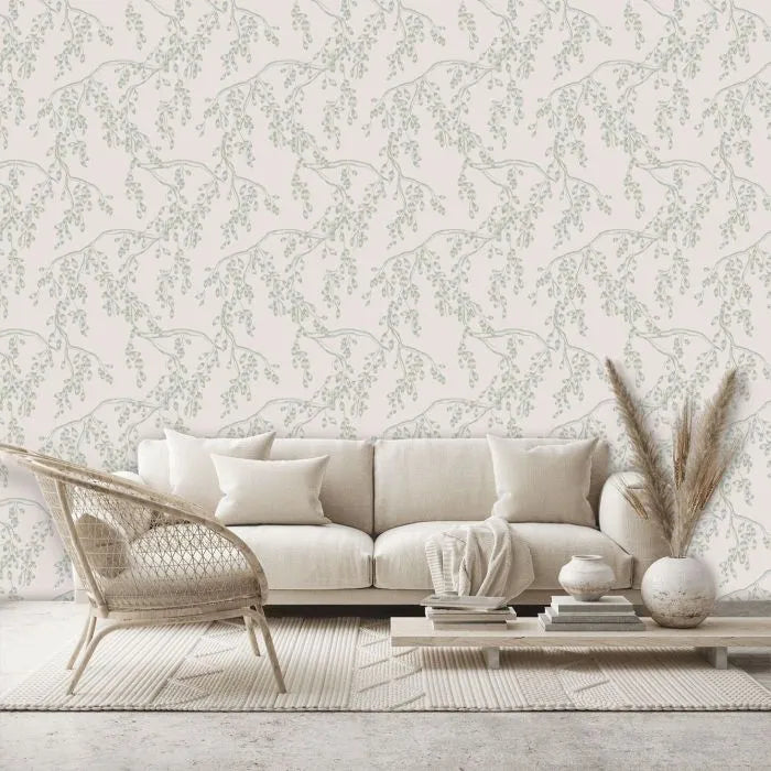 Laura Ashley Rainham Willow Wallpaper - 140333 - Sage