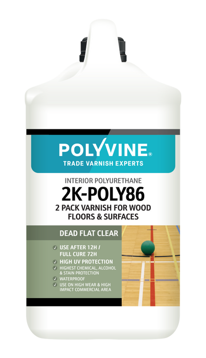 Polyvine 2K-POLY86 Professional 2-Pack Water-Based Polyurethane Varnish Dead Flat