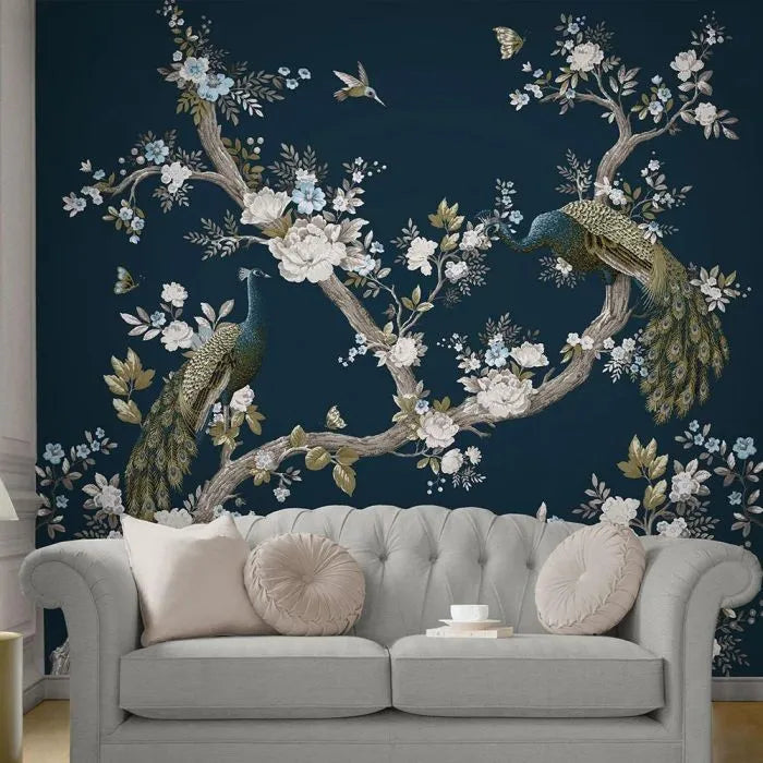 Laura Ashley Belvedere Mural Wallpaper - 121740FXST - White Midnight