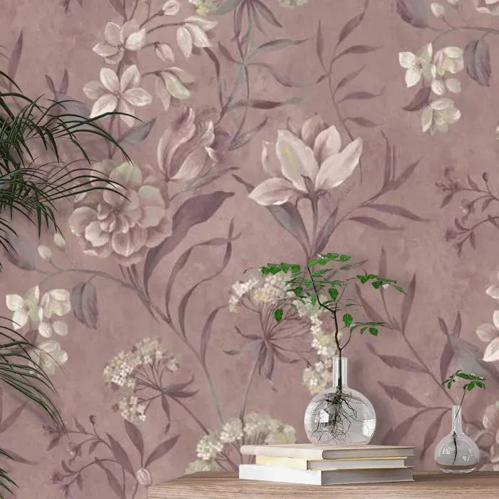 Laura Ashley Blairmore Floral Wallpaper - 140325 - Grape