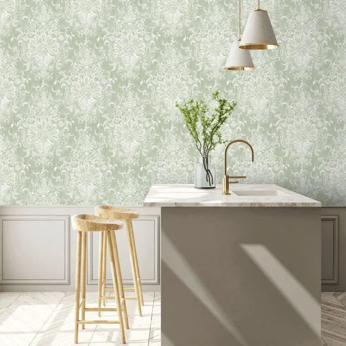 Laura Ashley Maddox Wallpaper - 130105 - Sage Green
