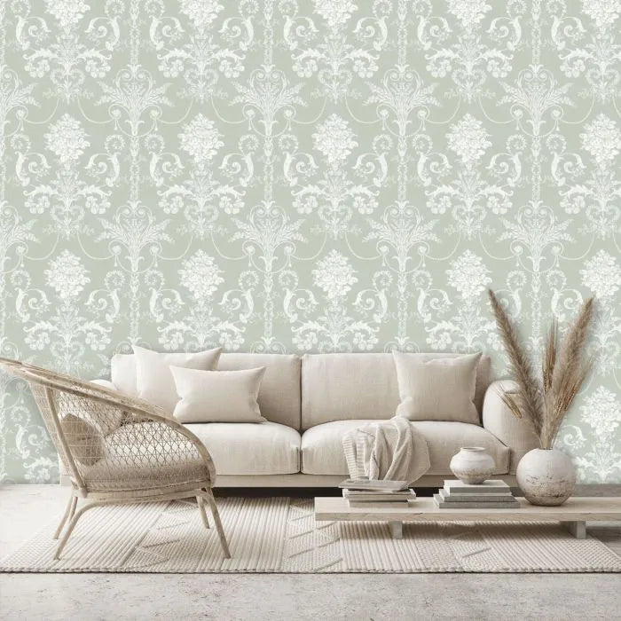 Laura Ashley Josette Wallpaper - 130114 - Sage Green
