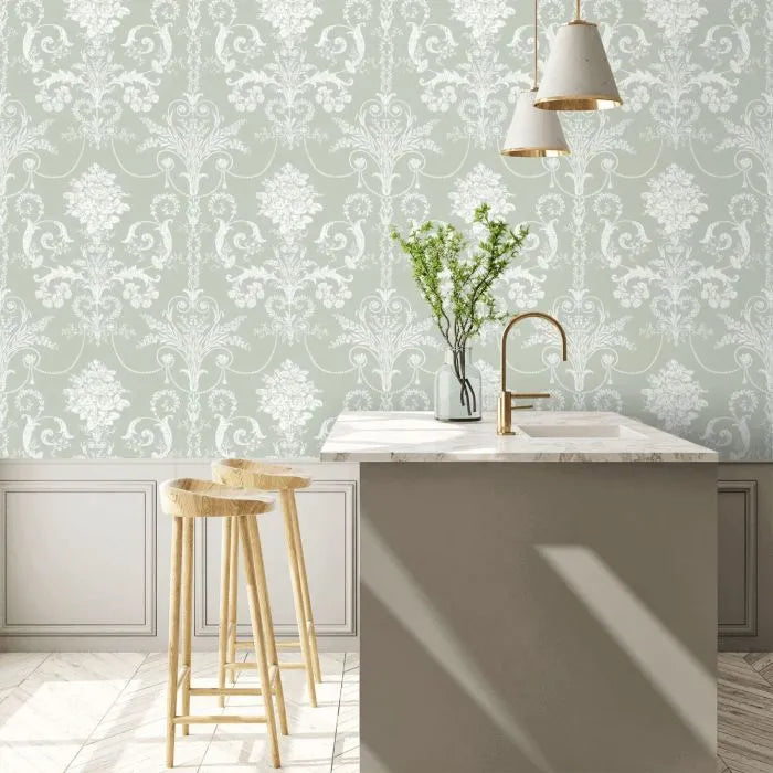 Laura Ashley Josette Wallpaper - 130114 - Sage Green