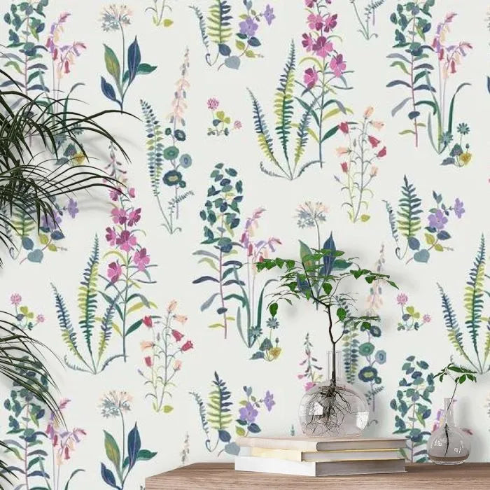 Laura Ashley Meadowvale Sprigs Wallpaper - 127401 - Violet