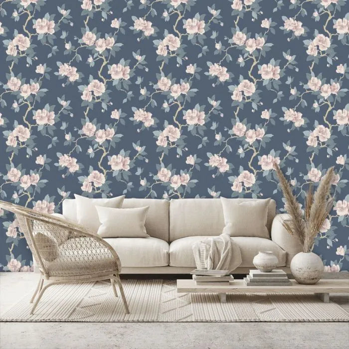 Laura Ashley Maya Wallpaper - 130095 - Dusky Seaspray
