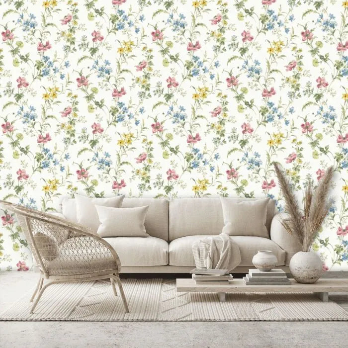 Laura Ashley Poppy Meadow Wallpaper - 127407 - Multi-Coloured