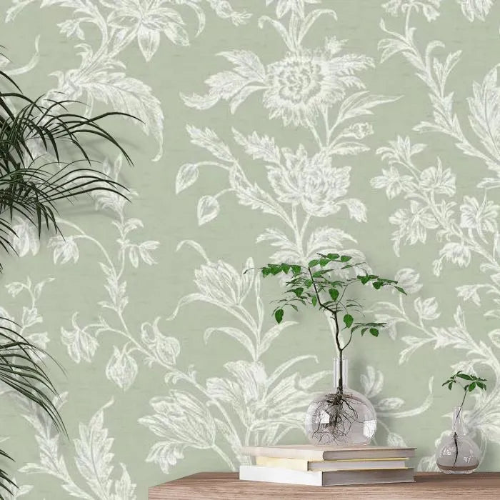 Laura Ashley Lloyd Wallpaper - 130116 - Sage Green