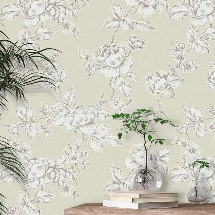 Laura Ashley Pollington Roses Wallpaper -127307 -  Natural