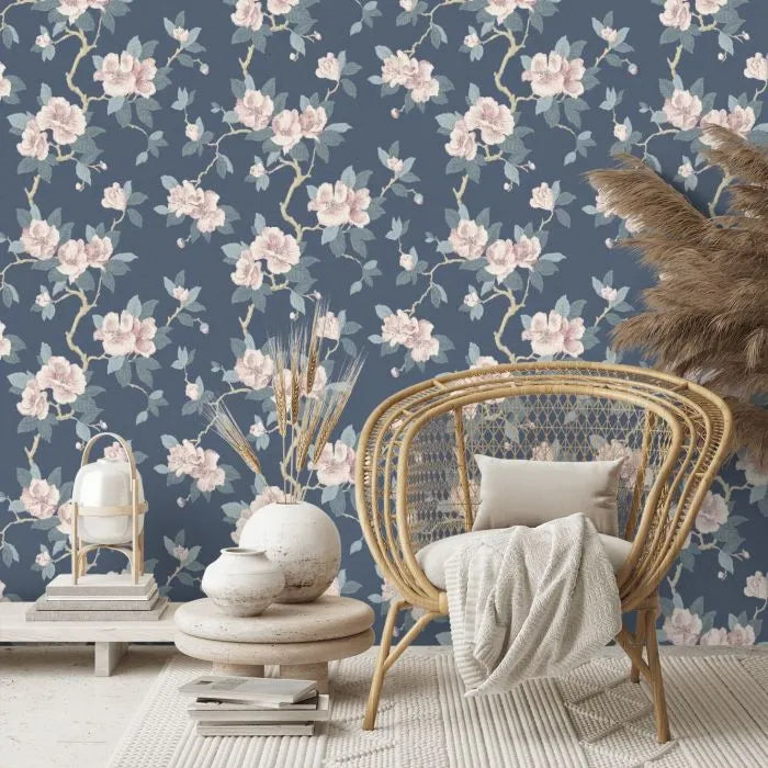 Laura Ashley Maya Wallpaper - 130095 - Dusky Seaspray