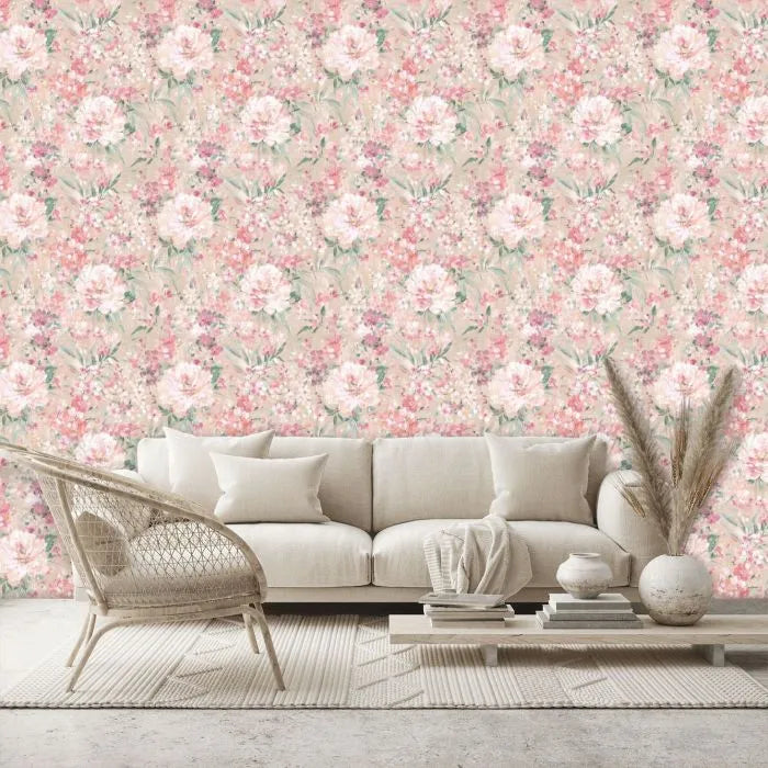 Laura Ashley Mayville Wallpaper -140329 - Plaster Pink