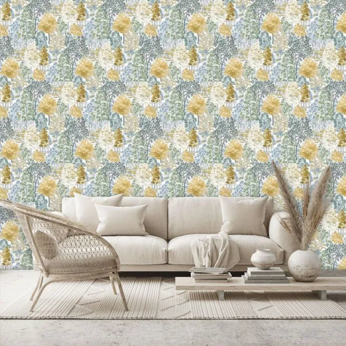 Laura Ashley Elston Garden Wallpaper - 130153 - Ochre Yellow