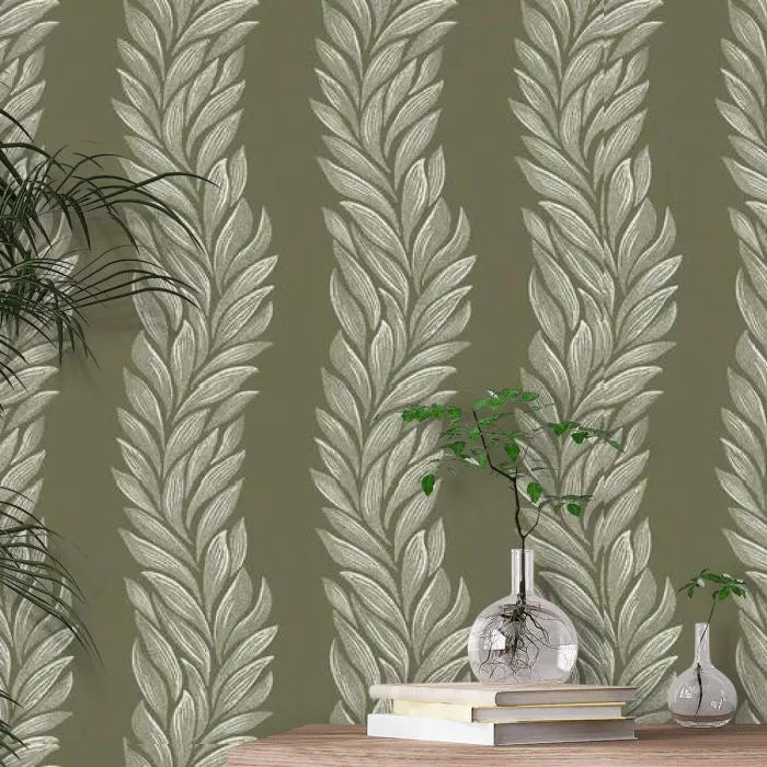 Laura Ashley Coulderton Leaves Wallpaper - 140321 - Grape