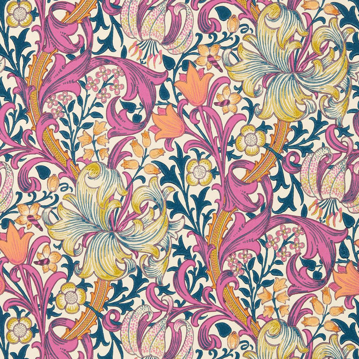 Morris & Co Golden Lily Pink Fizz Wallpaper